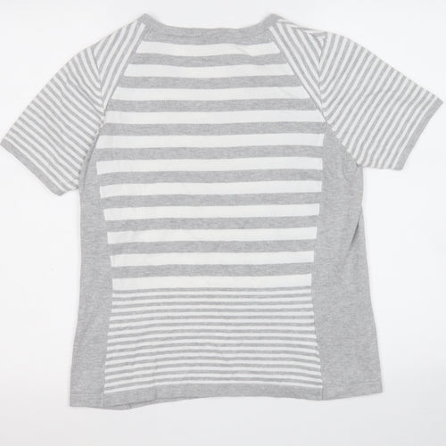 CC Womens Grey Round Neck Geometric Viscose Pullover Jumper Size S