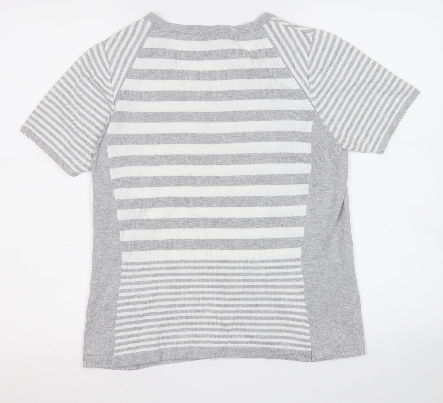 CC Womens Grey Round Neck Geometric Viscose Pullover Jumper Size S