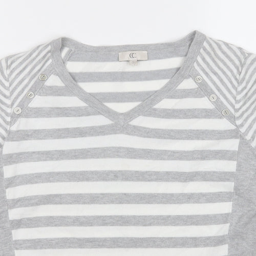 CC Womens Grey Round Neck Geometric Viscose Pullover Jumper Size S