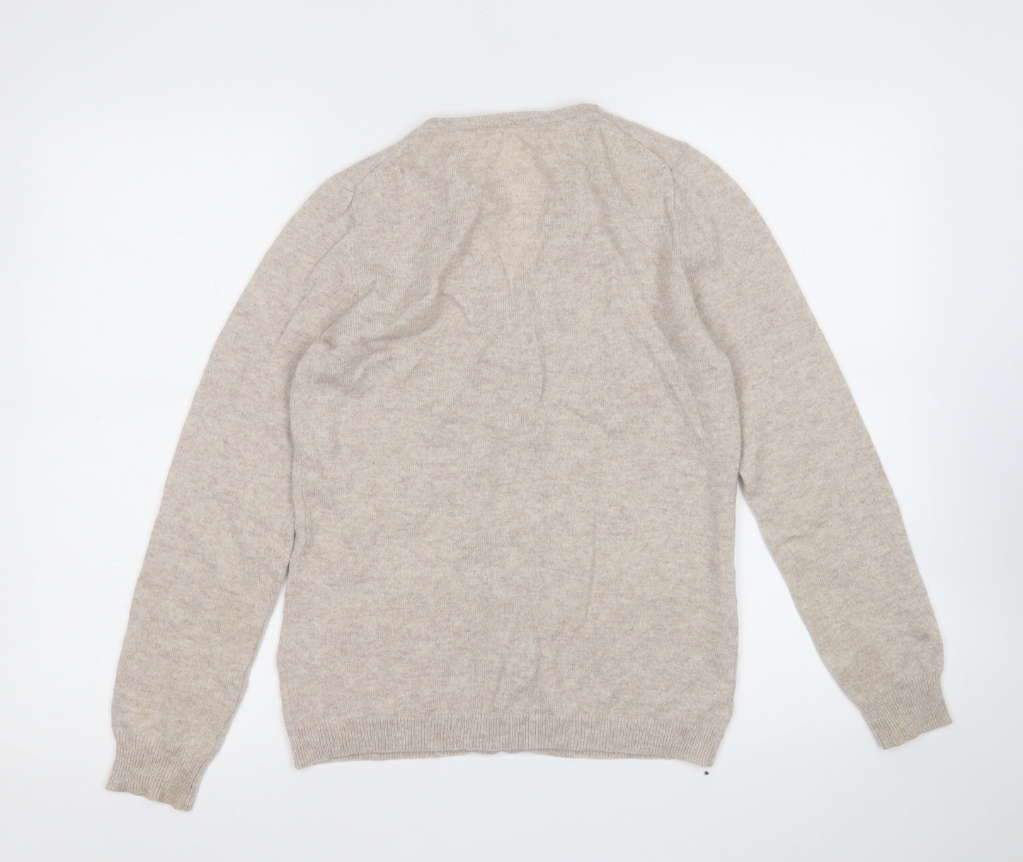 Woolovers Womens Beige V-Neck  Wool Cardigan Jumper Size M