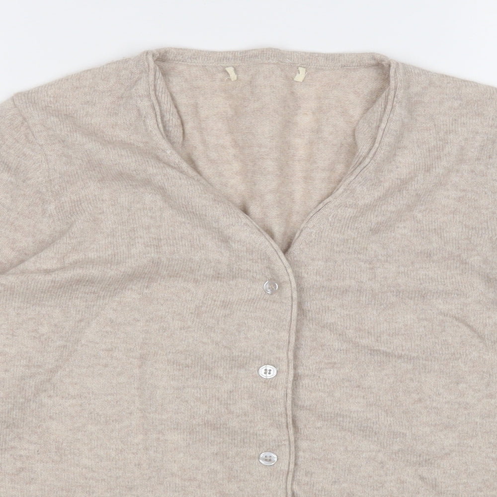 Woolovers Womens Beige V-Neck  Wool Cardigan Jumper Size M