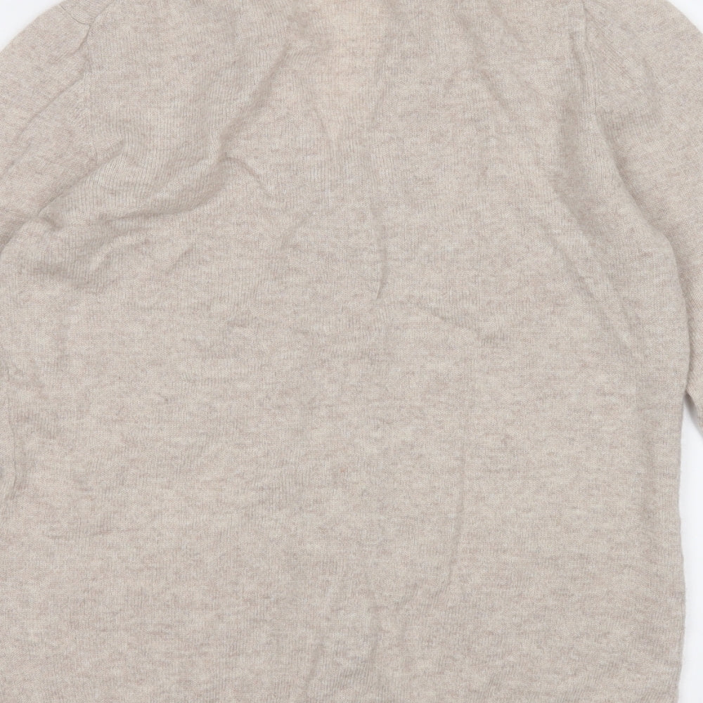 Woolovers Womens Beige V-Neck  Wool Cardigan Jumper Size M
