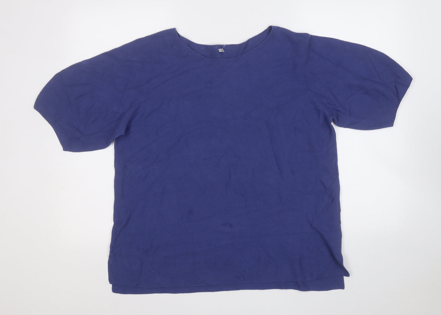 Uniqlo Womens Blue Round Neck  Cotton Pullover Jumper Size 12