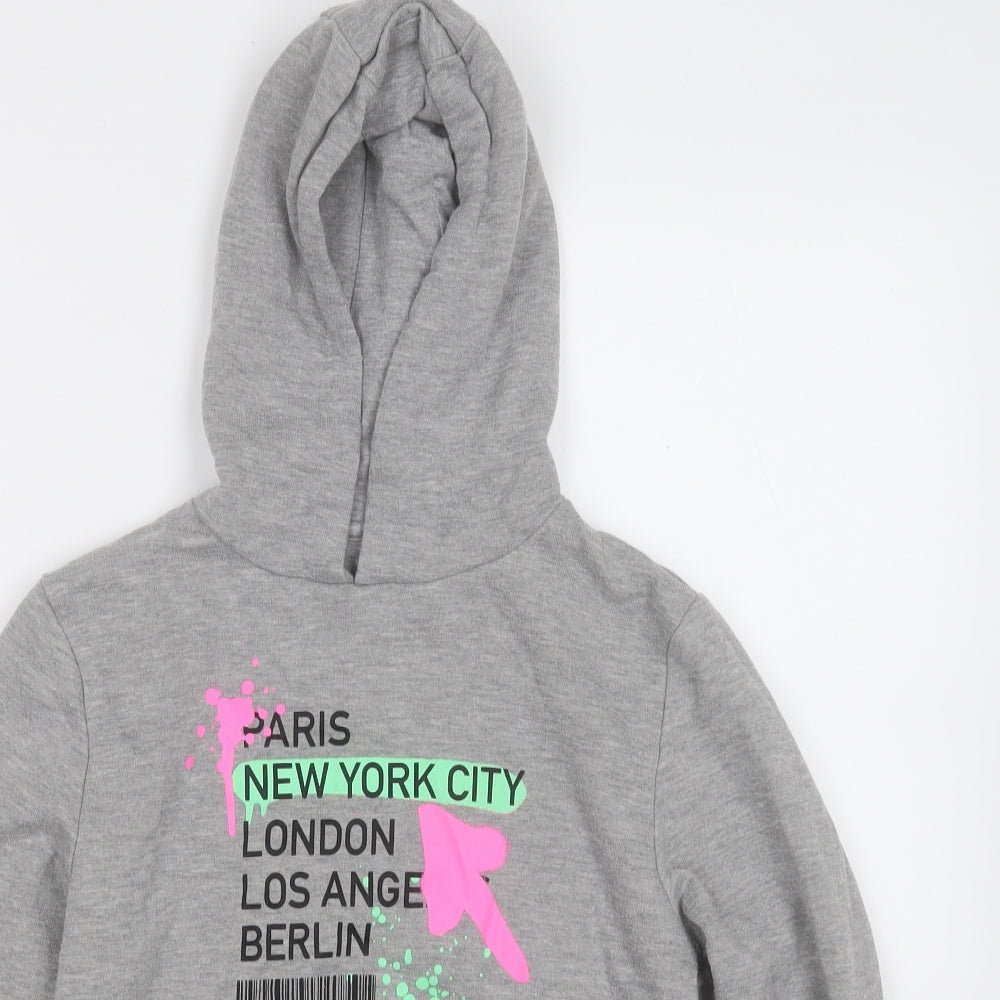 Primark Girls Grey   Pullover Hoodie Size 9-10 Years   - Paris NYC London Berlin