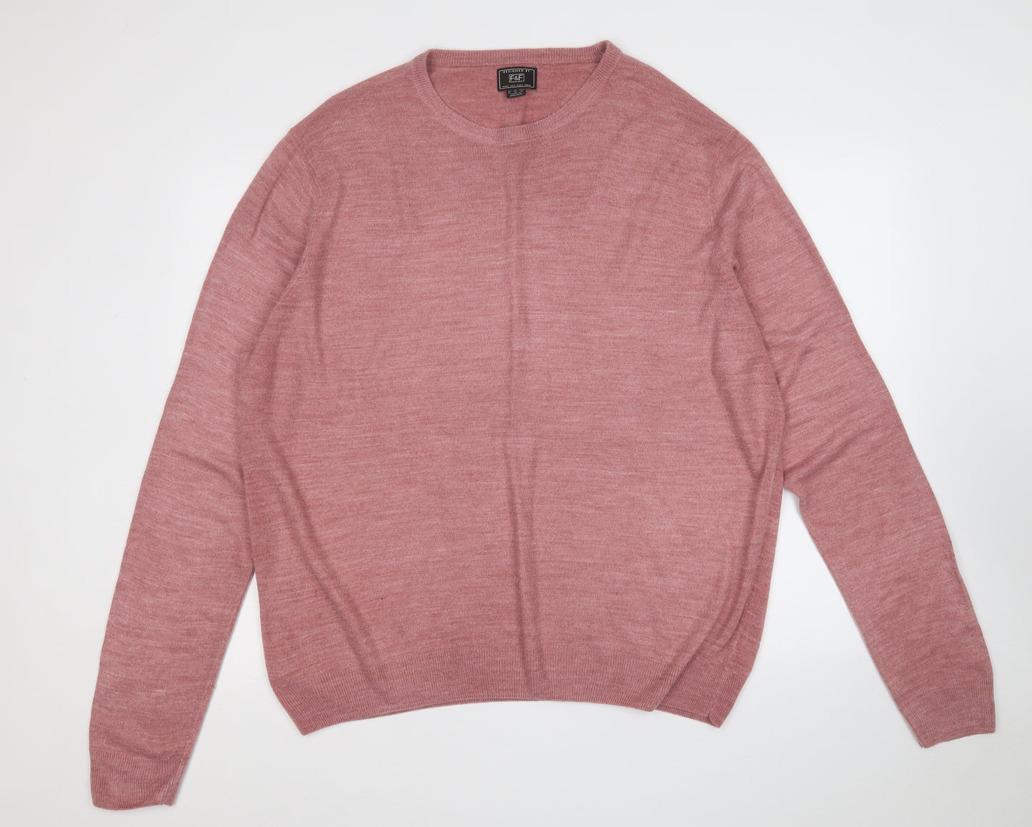 F&F Mens Red Round Neck  Acrylic Pullover Jumper Size XL