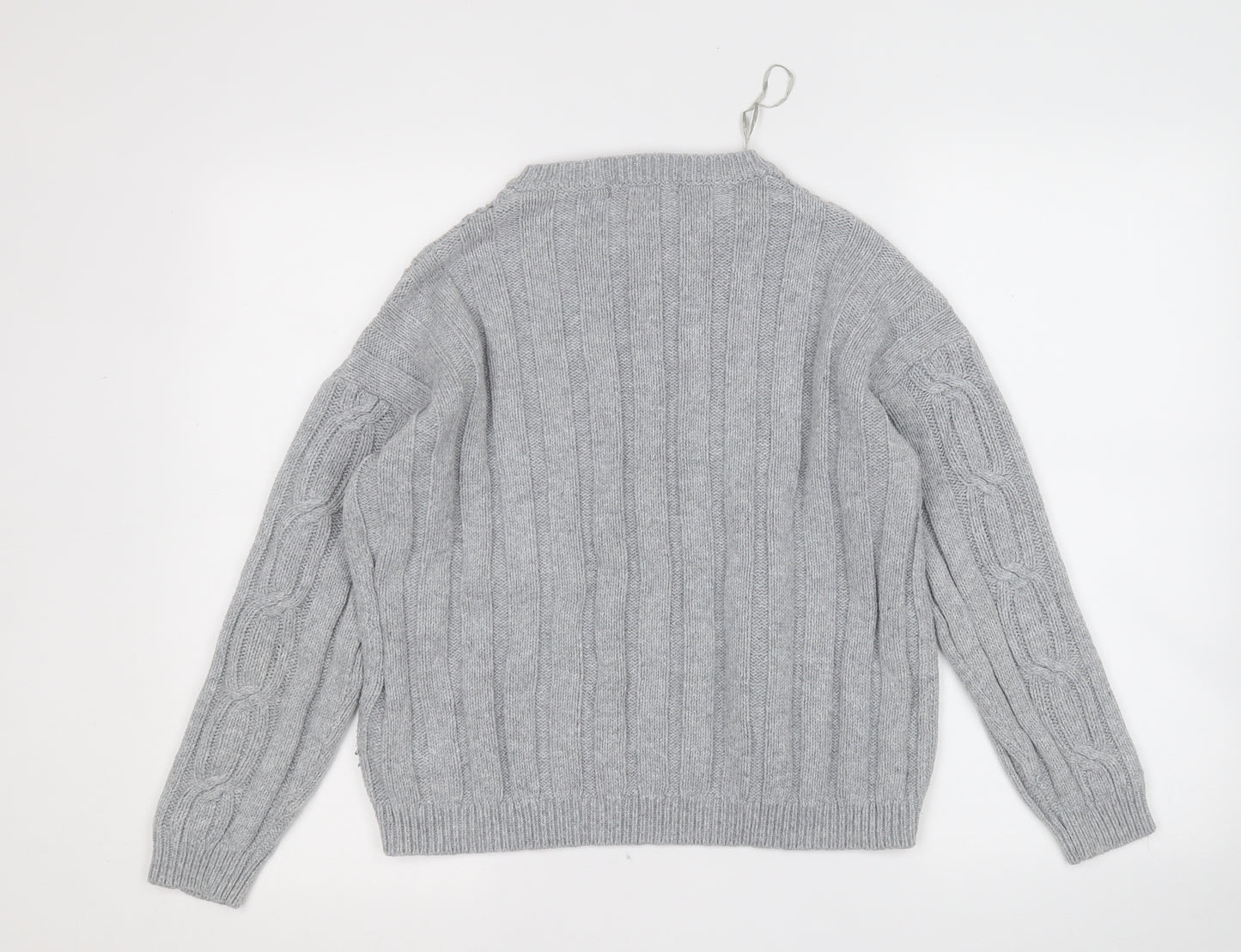 Marks and Spencer Womens Grey Round Neck  Cotton Pullover Jumper Size 14