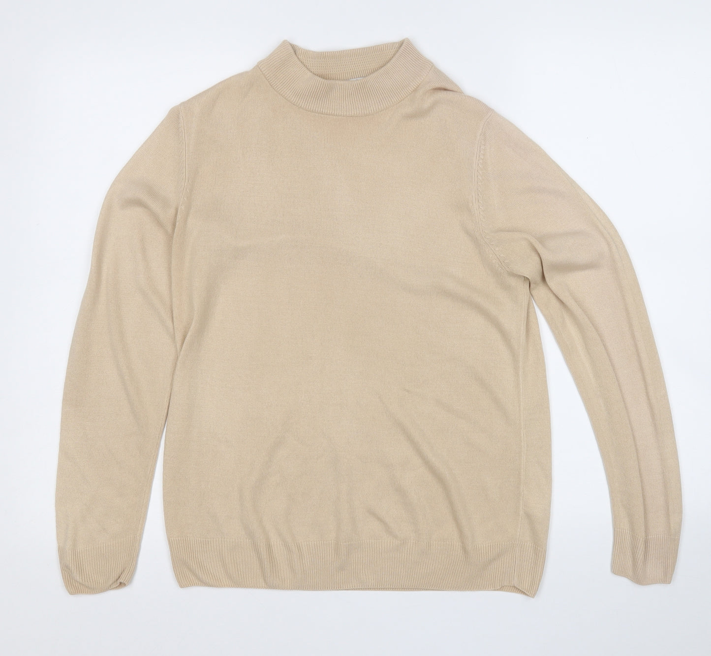 Marks and Spencer Womens Beige Round Neck  Acrylic Pullover Jumper Size 14