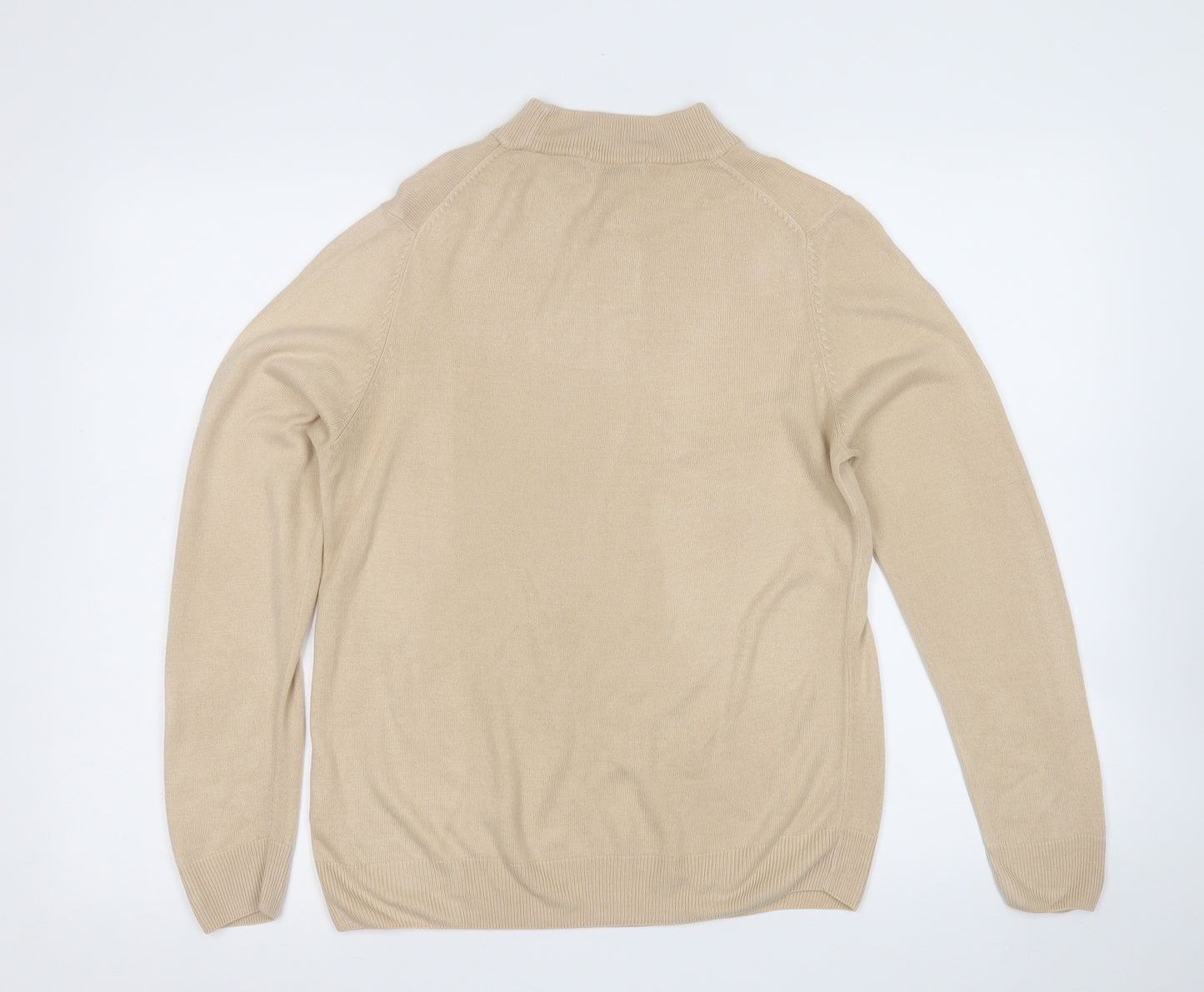 Marks and Spencer Womens Beige Round Neck  Acrylic Pullover Jumper Size 14