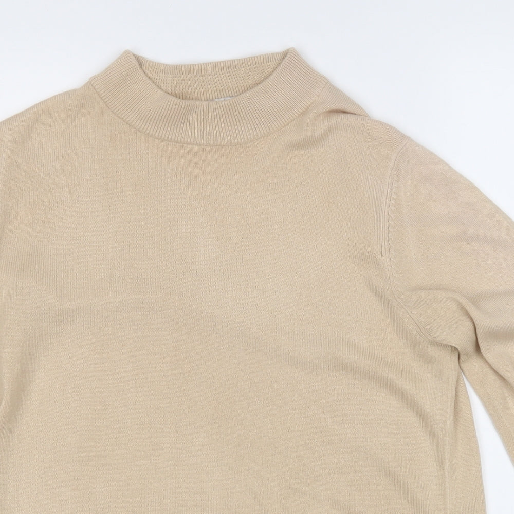 Marks and Spencer Womens Beige Round Neck  Acrylic Pullover Jumper Size 14