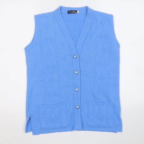 Insight Womens Blue V-Neck  Acrylic Vest Jumper Size S