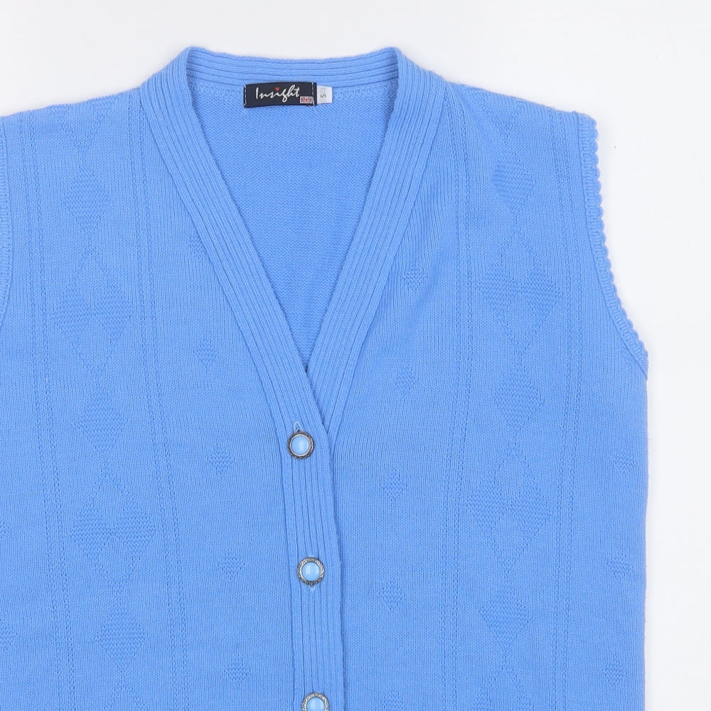 Insight Womens Blue V-Neck  Acrylic Vest Jumper Size S