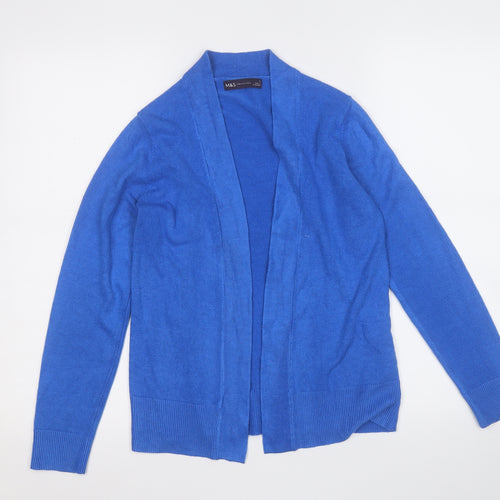 Marks and Spencer Womens Blue V-Neck  Acrylic Cardigan Jumper Size S