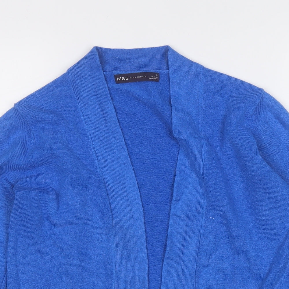 Marks and Spencer Womens Blue V-Neck  Acrylic Cardigan Jumper Size S