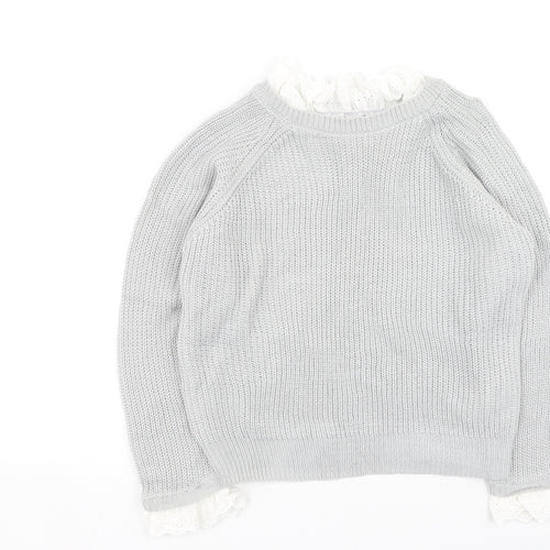 SheIn Womens Grey Round Neck  Polyester Pullover Jumper Size M