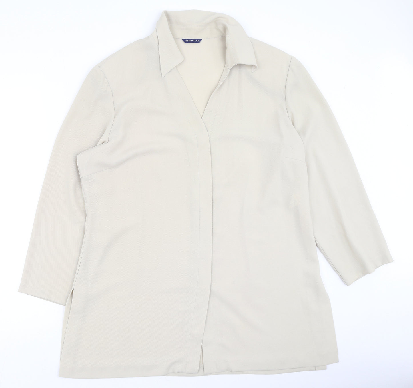 Debenhams Womens Beige  Polyester Basic Blouse Size 18 Collared