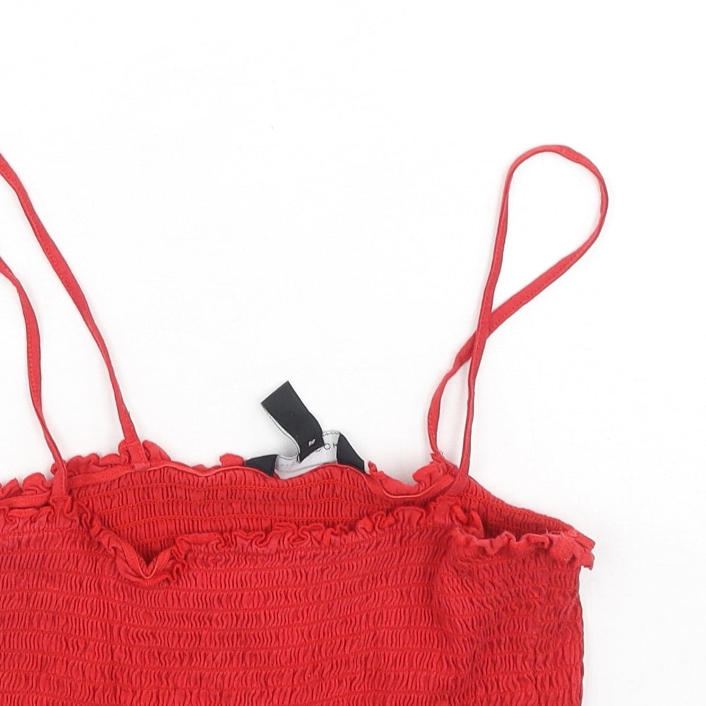New Look Womens Red  Cotton Camisole Tank Size 12 Square Neck