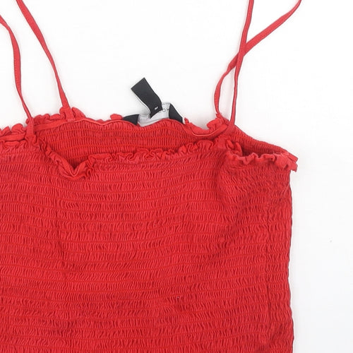 New Look Womens Red  Cotton Camisole Tank Size 12 Square Neck
