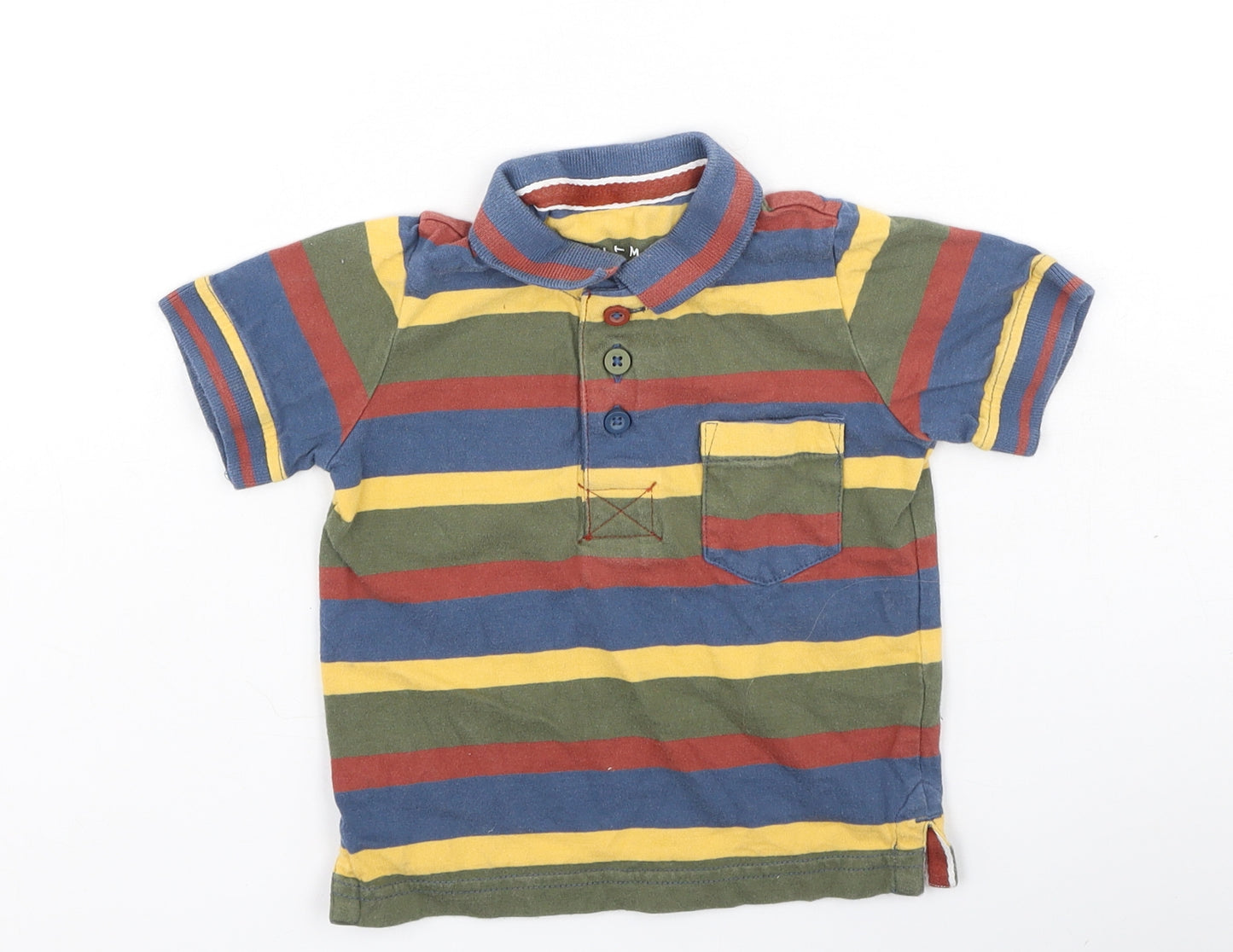 Nutmeg Boys Multicoloured Striped Cotton Basic Polo Size 24 Months Collared
