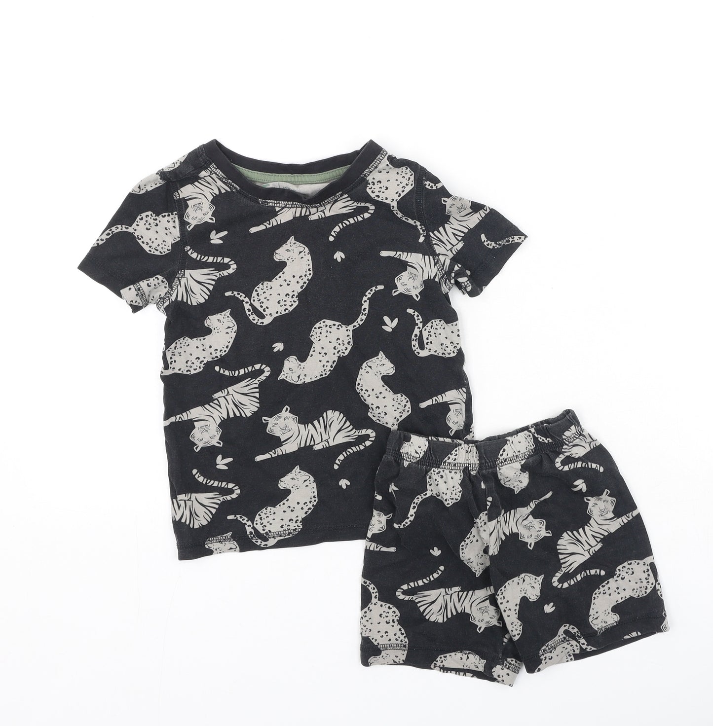 TU Boys Grey  Cotton  Pyjama Set Size 2-3 Years   - lions