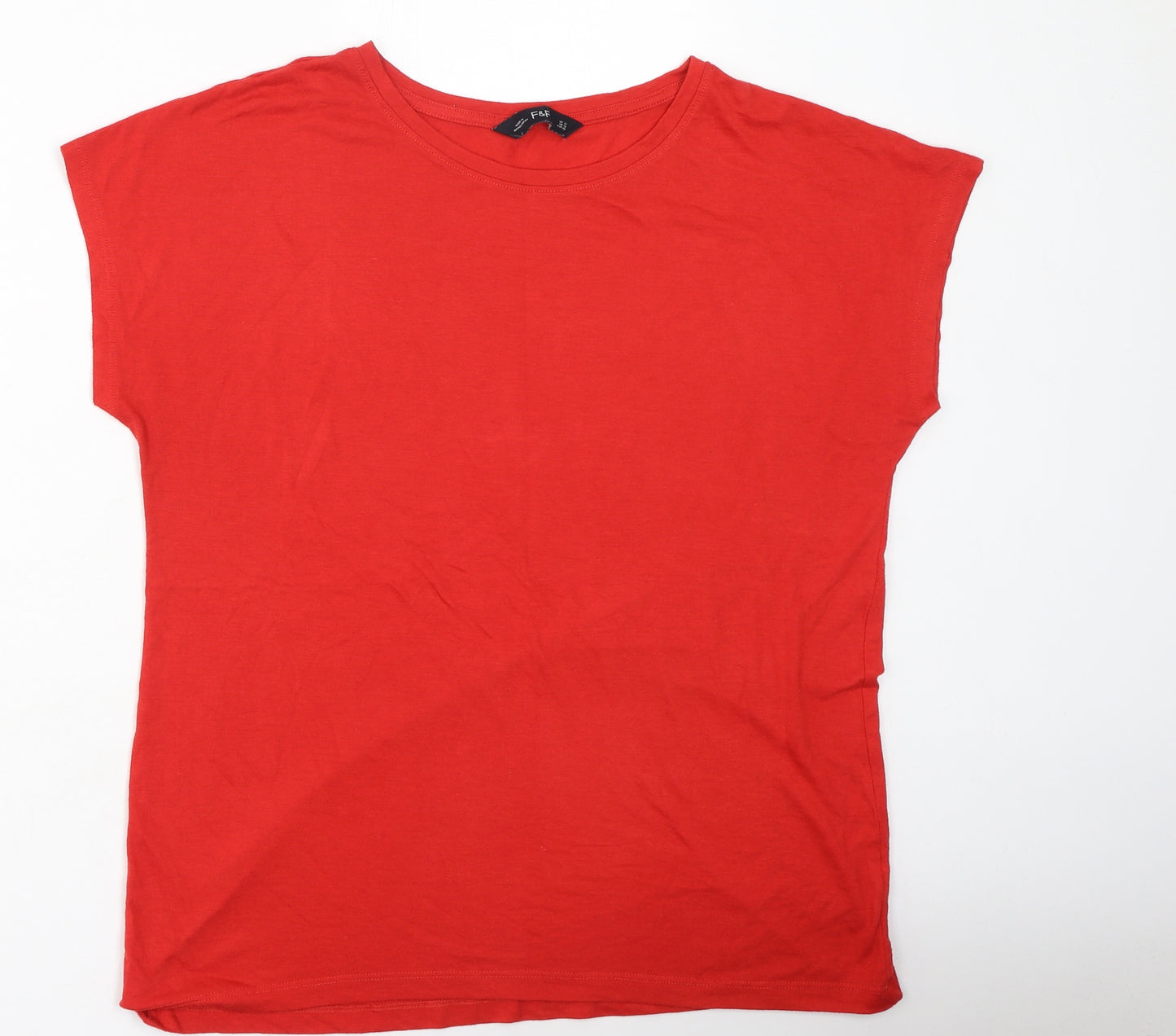 F&F Womens Red  Cotton Basic T-Shirt Size 14 Round Neck