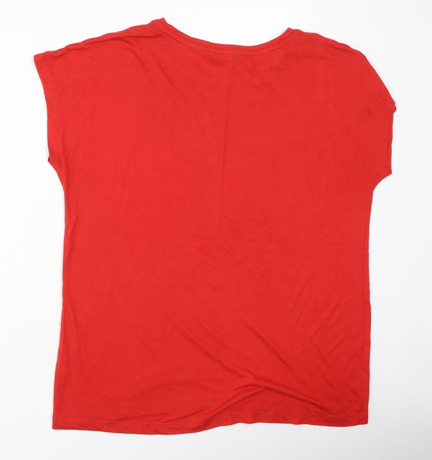 F&F Womens Red  Cotton Basic T-Shirt Size 14 Round Neck