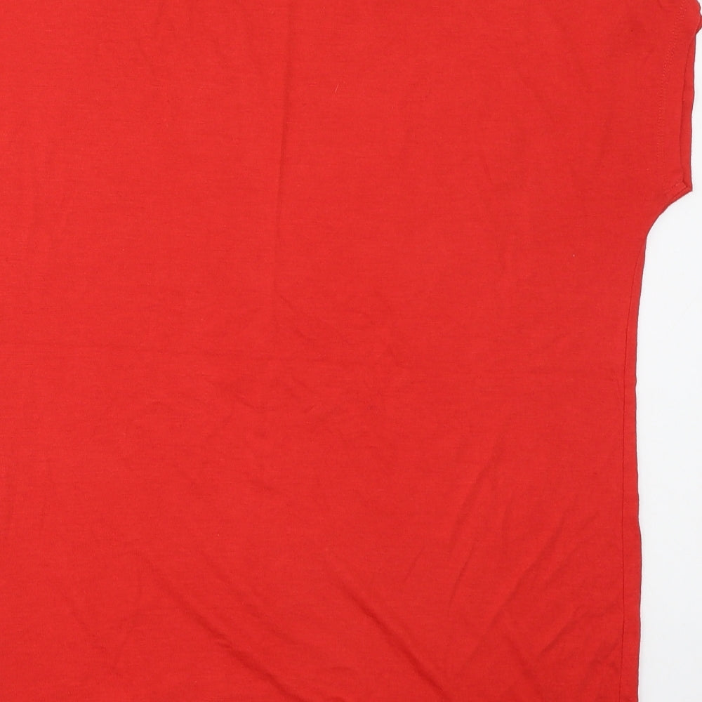 F&F Womens Red  Cotton Basic T-Shirt Size 14 Round Neck