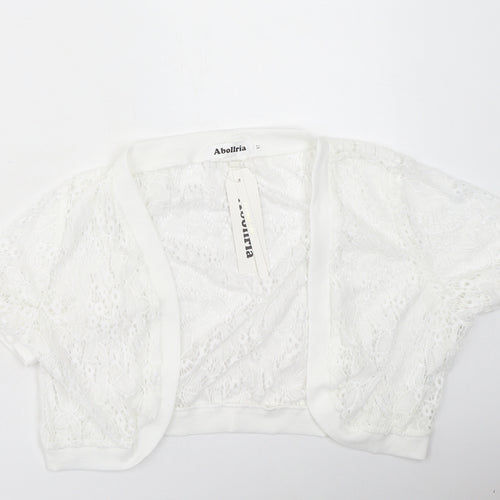 Abollria Womens Ivory V-Neck  Polyester Cardigan Jumper Size XL