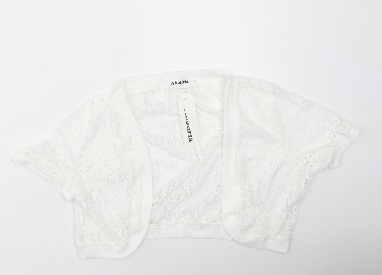 Abollria Womens Ivory V-Neck  Polyester Cardigan Jumper Size XL