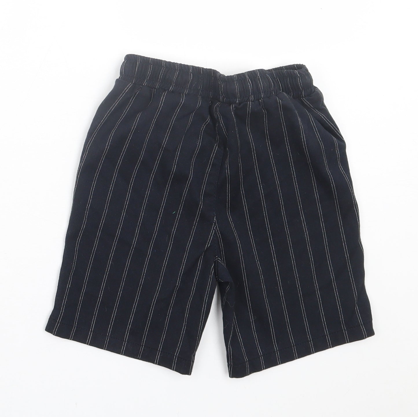 River Island Boys Black Striped Cotton Bermuda Shorts Size 7-8 Years  Regular Tie