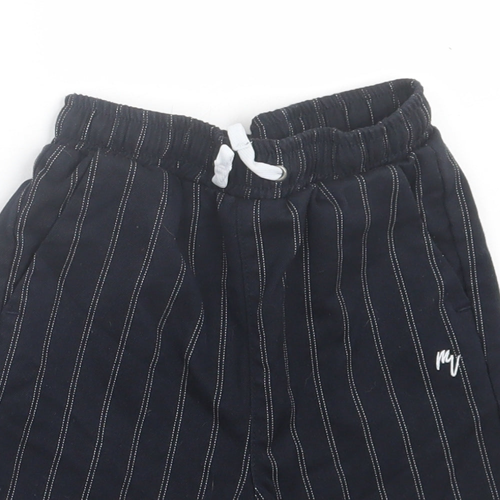 River Island Boys Black Striped Cotton Bermuda Shorts Size 7-8 Years  Regular Tie