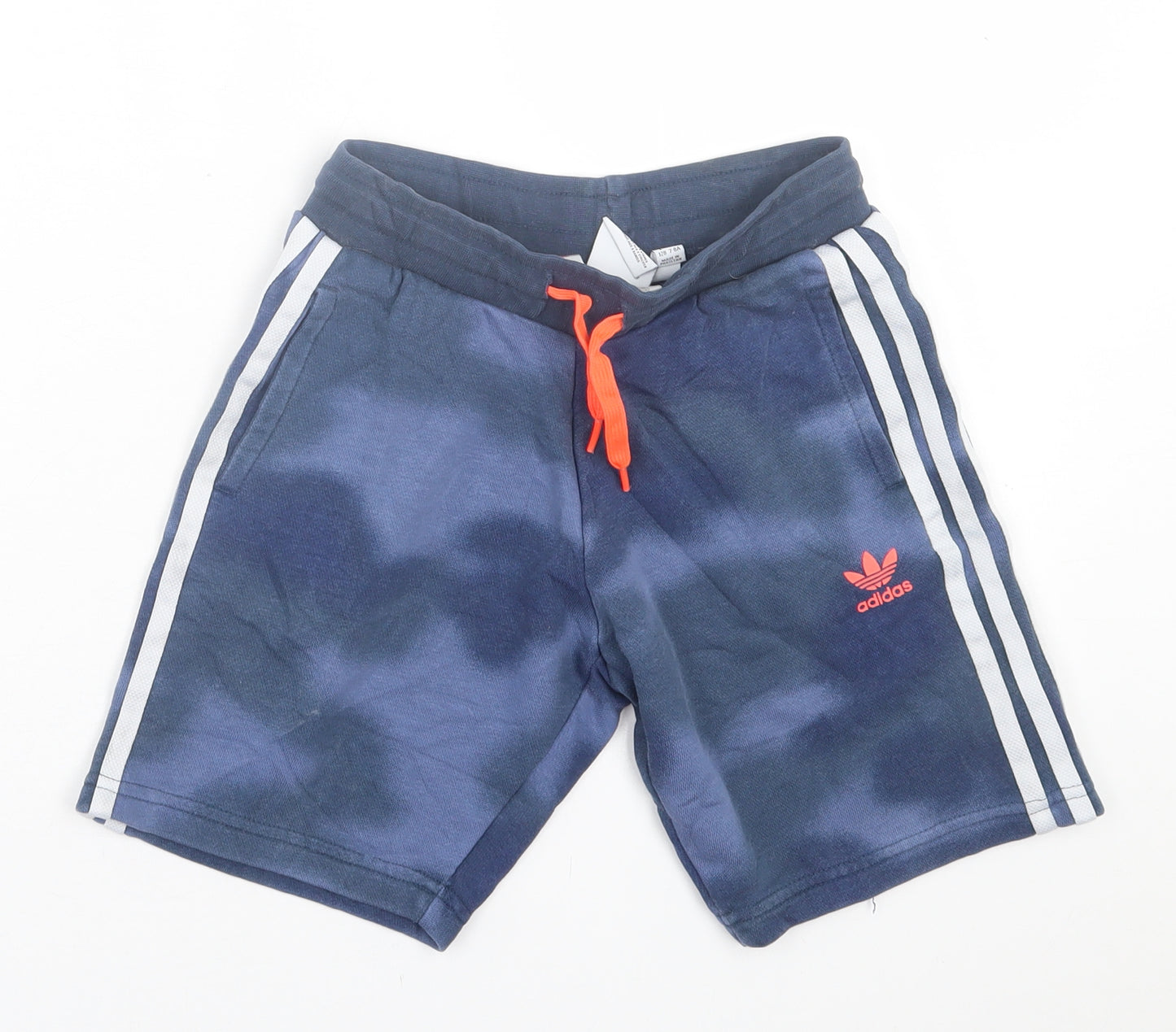 adidas Boys Blue  Cotton Sweat Shorts Size 7-8 Years  Regular Tie