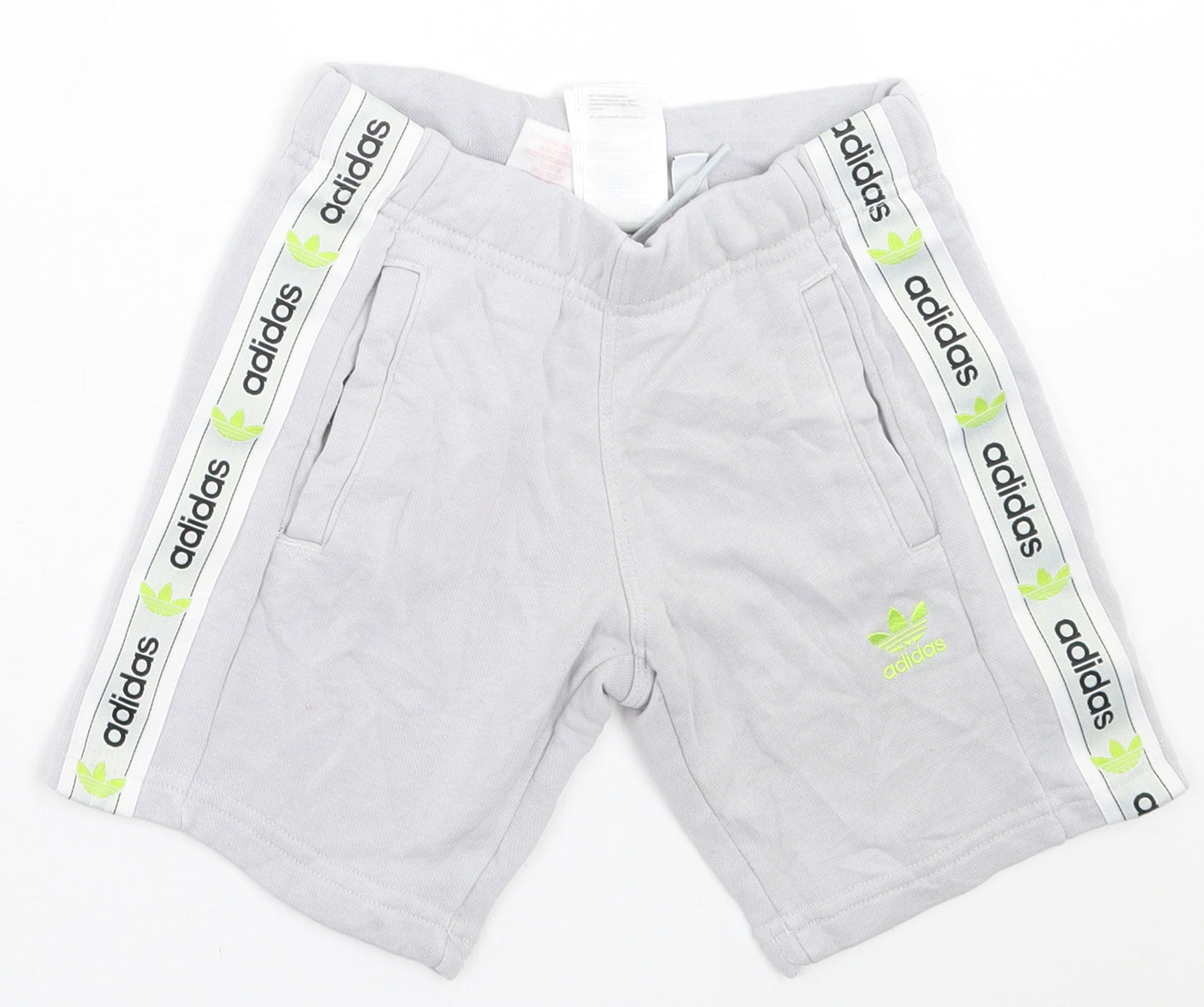 adidas Boys Grey  Cotton Sweat Shorts Size 7-8 Years  Regular Tie