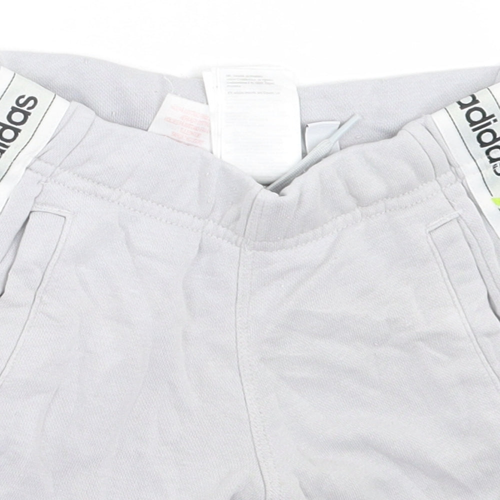 adidas Boys Grey  Cotton Sweat Shorts Size 7-8 Years  Regular Tie