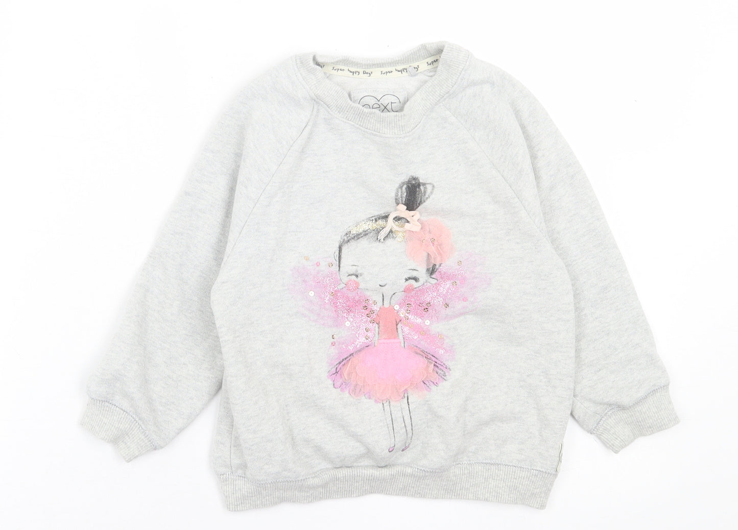 pnext Girls Grey  Cotton Pullover Sweatshirt Size 3-4 Years  Pullover
