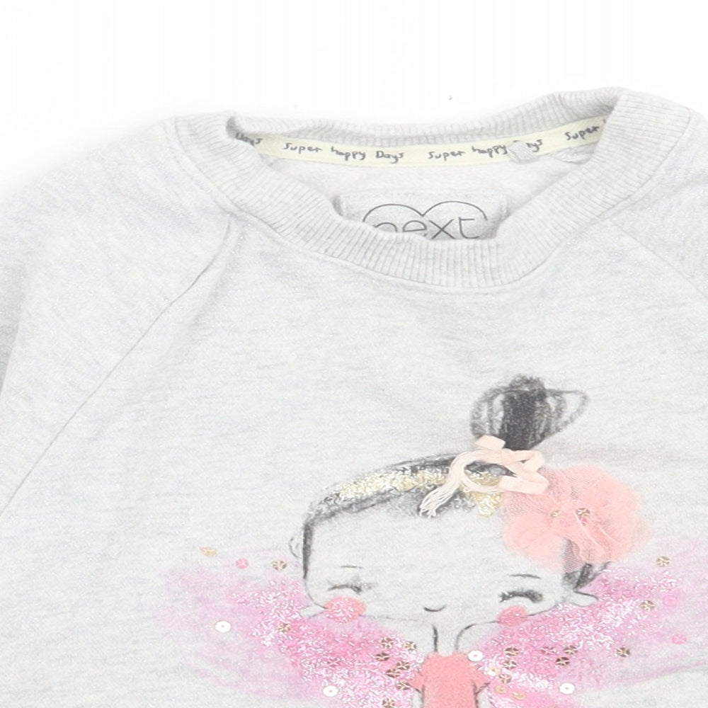 pnext Girls Grey  Cotton Pullover Sweatshirt Size 3-4 Years  Pullover