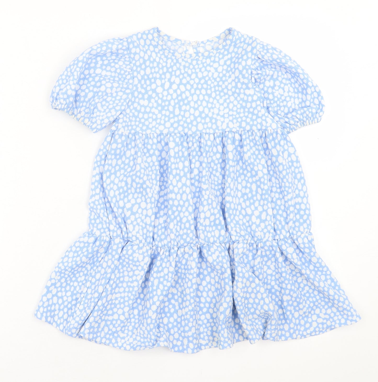 Dunnes Stores Girls Blue Geometric Polyester A-Line  Size 4-5 Years   Button