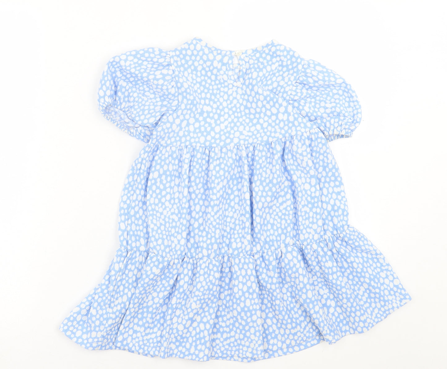 Dunnes Stores Girls Blue Geometric Polyester A-Line  Size 4-5 Years   Button