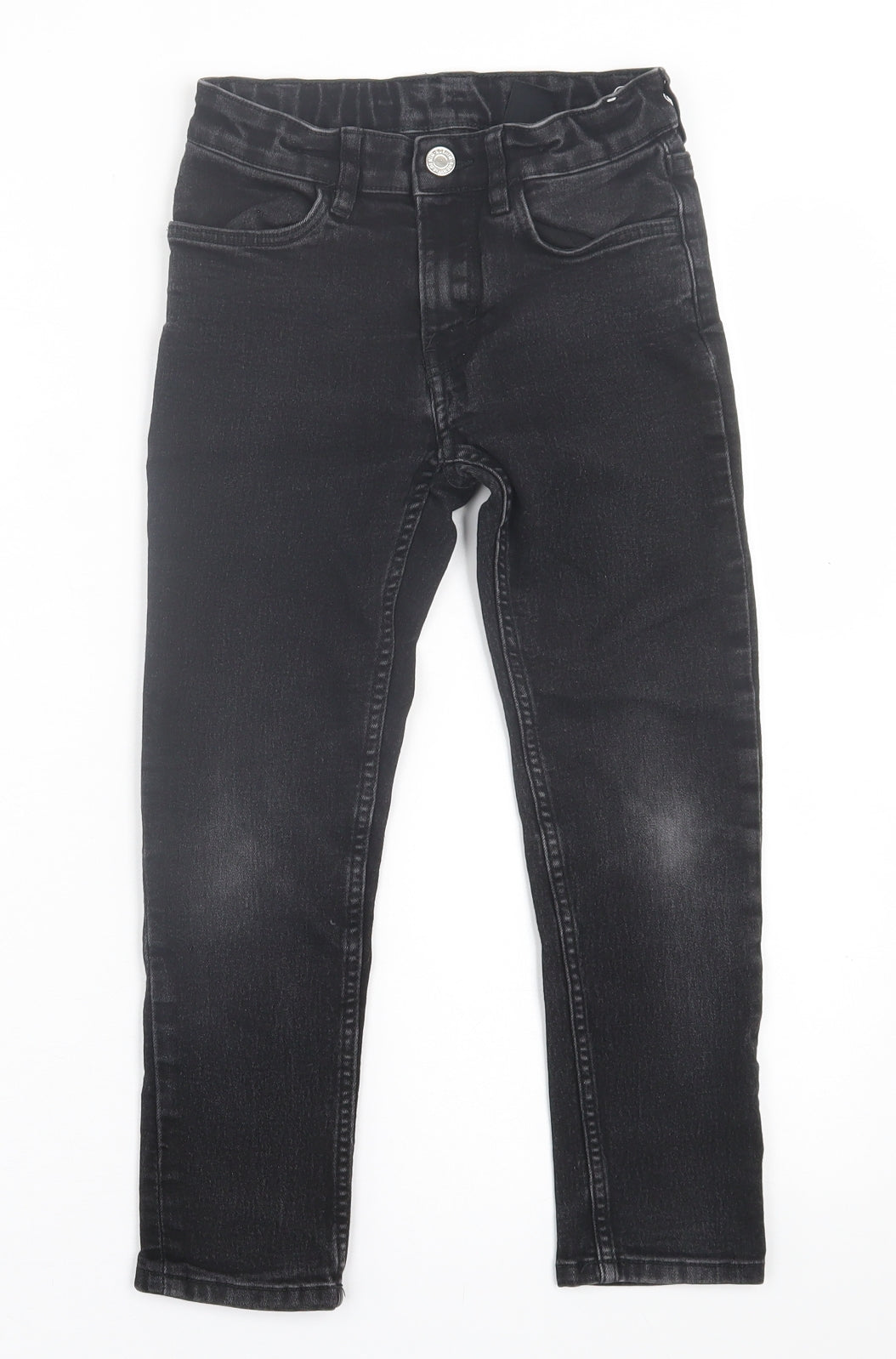 H&M Boys Black  Cotton Skinny Jeans Size 6-7 Years  Regular Button