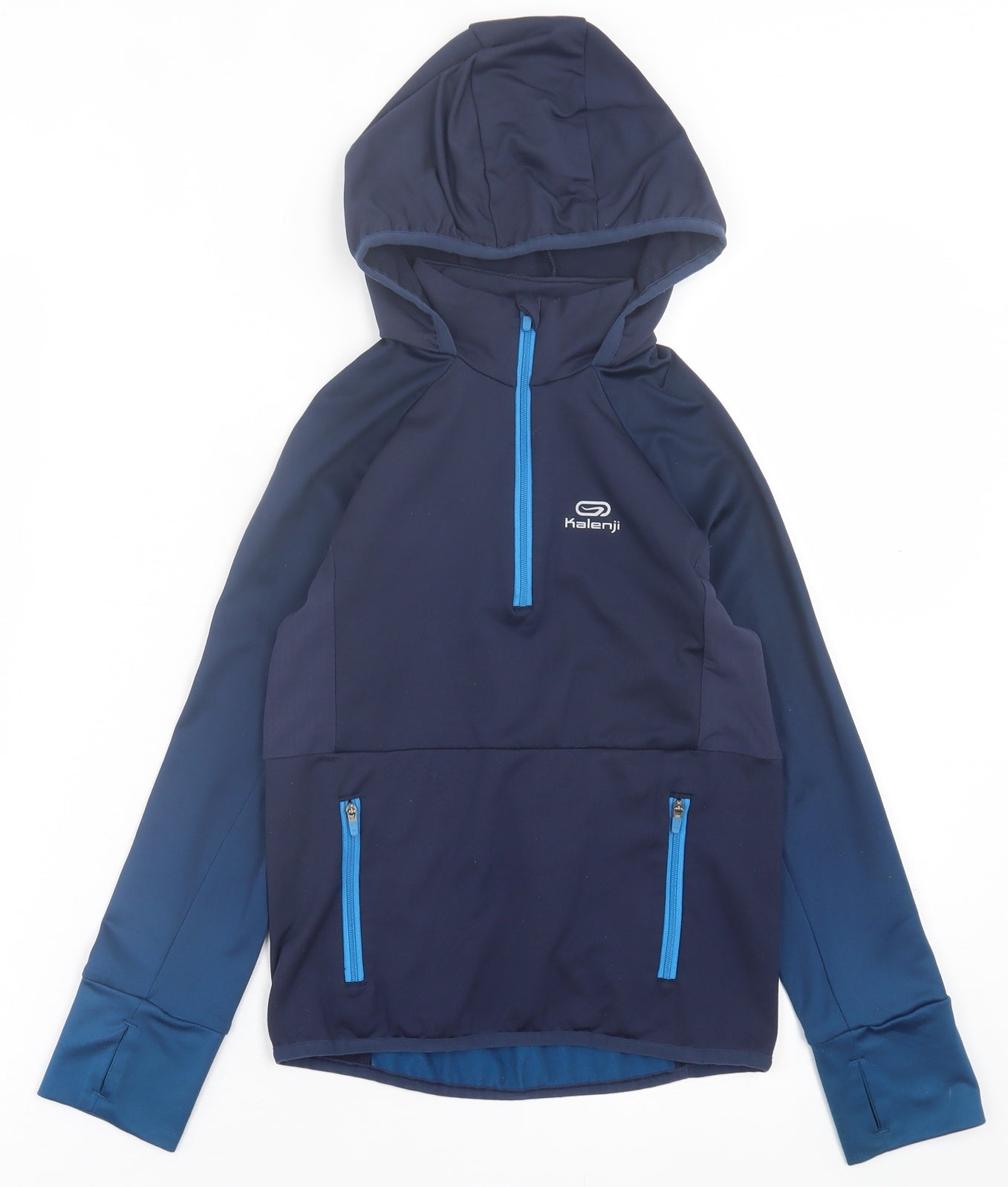 Kalenji Boys Blue  Polyester Pullover Hoodie Size 7-8 Years  Zip