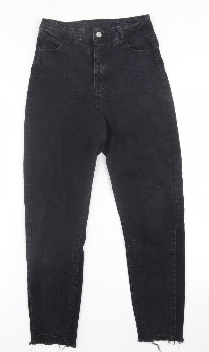 SheIn Womens Black Cotton Straight Jeans Size L L26 in Regular Button