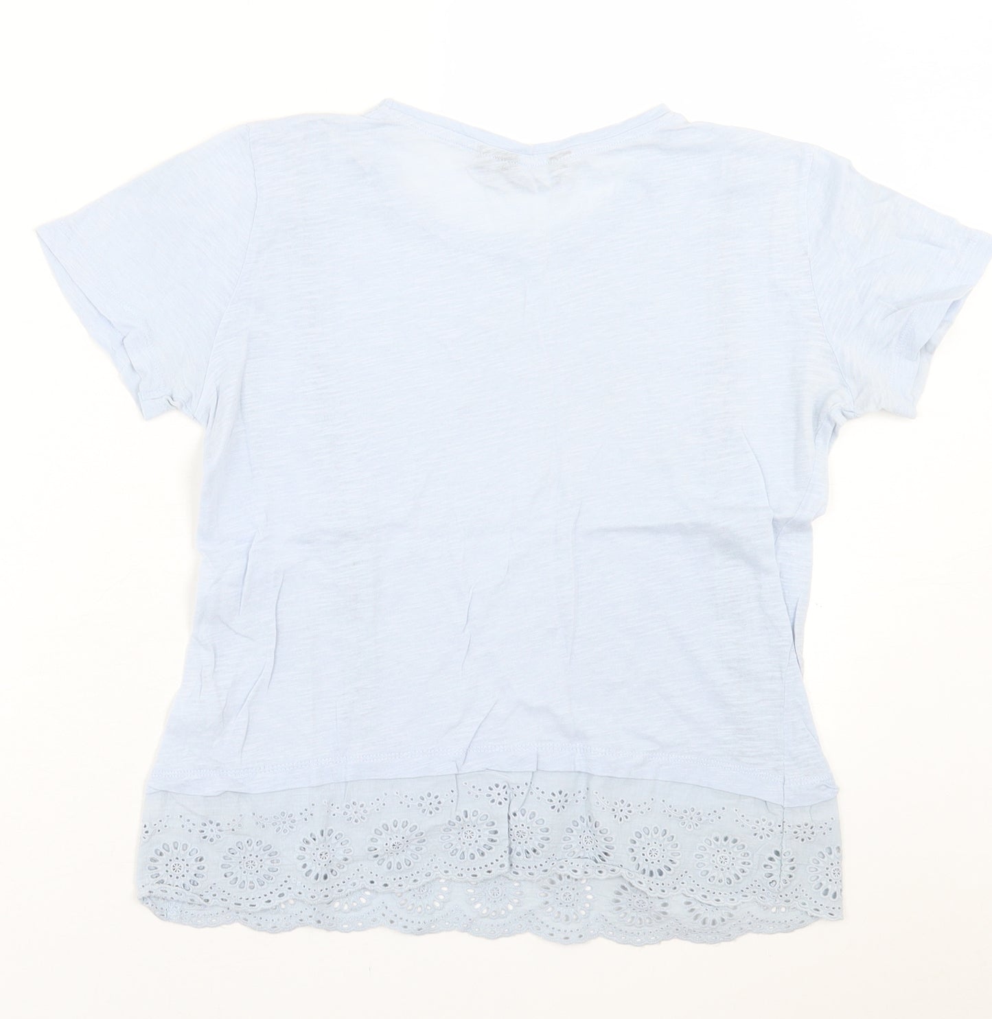 New Look Womens Blue  Polyester Basic T-Shirt Size 8 Crew Neck