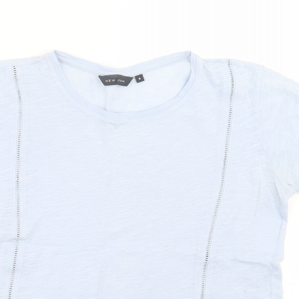 New Look Womens Blue  Polyester Basic T-Shirt Size 8 Crew Neck