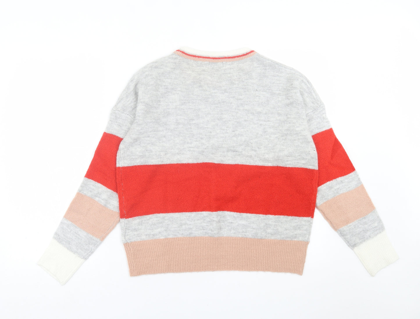 JDY Denim Womens Multicoloured Crew Neck Striped Acrylic Pullover Jumper Size M