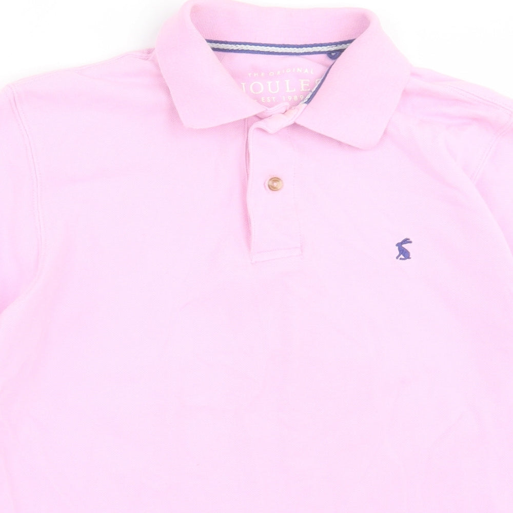 Joules Mens Pink  Cotton  Polo Size S Collared Button