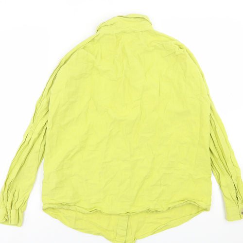 Missguided Womens Green  Cotton Basic Button-Up Size 10 Collared