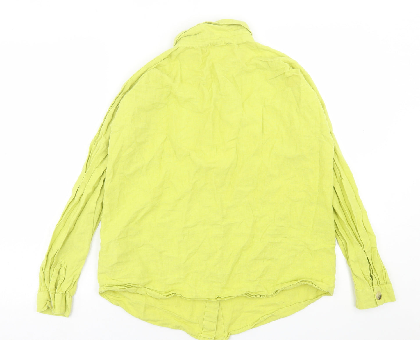 Missguided Womens Green  Cotton Basic Button-Up Size 10 Collared