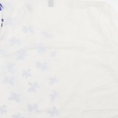 Emery Rose Womens White Geometric Polyester Basic Button-Up Size XL V-Neck