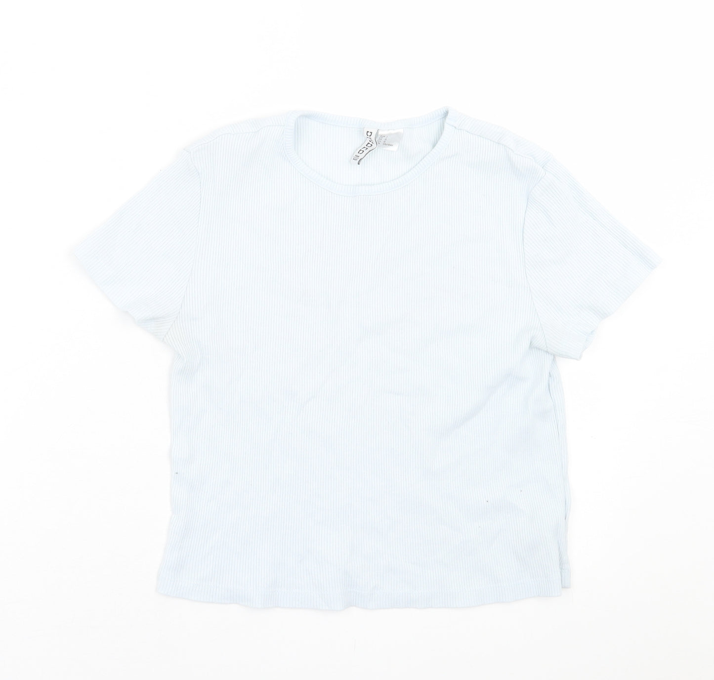 H&M Womens Blue  Cotton Basic T-Shirt Size L Crew Neck