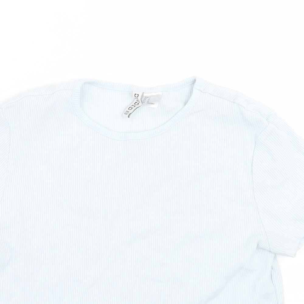 H&M Womens Blue  Cotton Basic T-Shirt Size L Crew Neck
