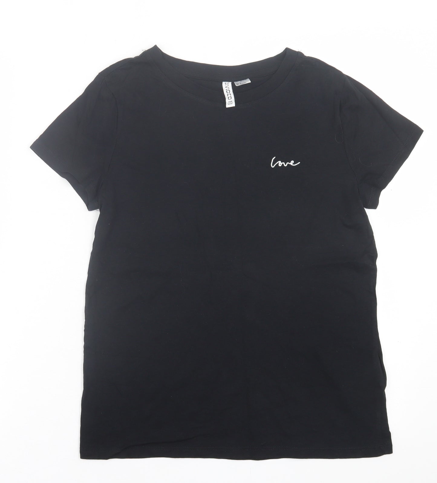 H&M Womens Black  Cotton Basic T-Shirt Size S Crew Neck